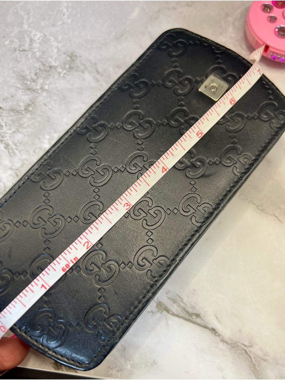 Gucci Vintage Black Guccissima Embossed GG Belt Loop Phone Case. GUC - Picture 9 of 11